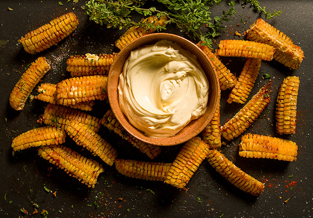 Receita: Costelinha de Milho com Molho de Margarina de Milho Picante