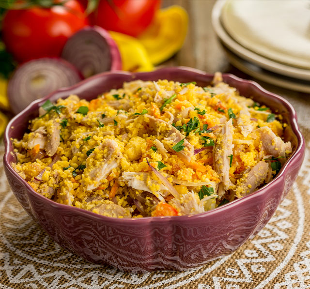 Receita: Cuscuz com Carne de Peru