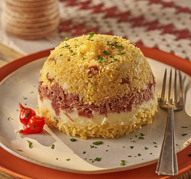 Receita: Cuscuz Cremoso com Carne Seca e Bacon