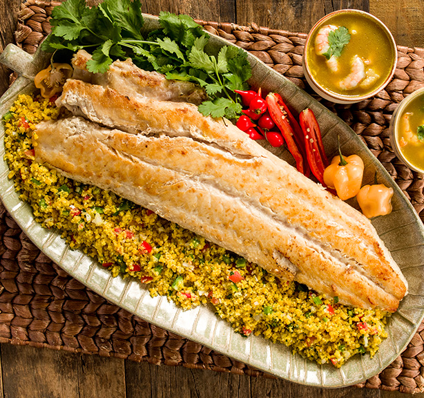 Receita: Filhote na Brasa com Cuscuz de Farinha D’Agua