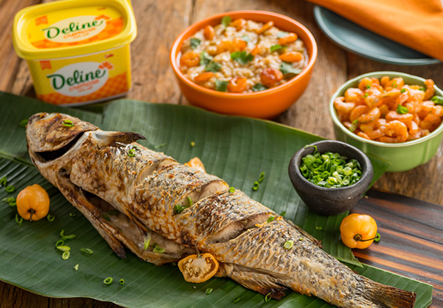 Receita: Peixe Inteiro Assado e Seu Pirão ao Leite de Coco e Camarão