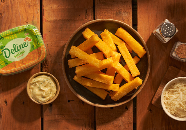 Receita: Polenta Frita com Creme de Deline Sabor Milho