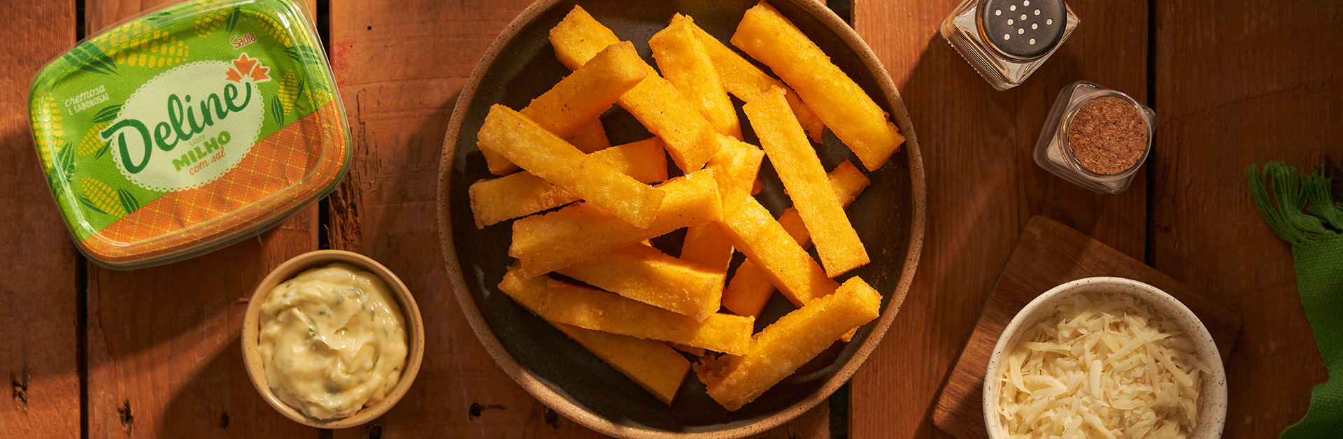 Receita: Polenta Frita com Creme de Deline Sabor Milho